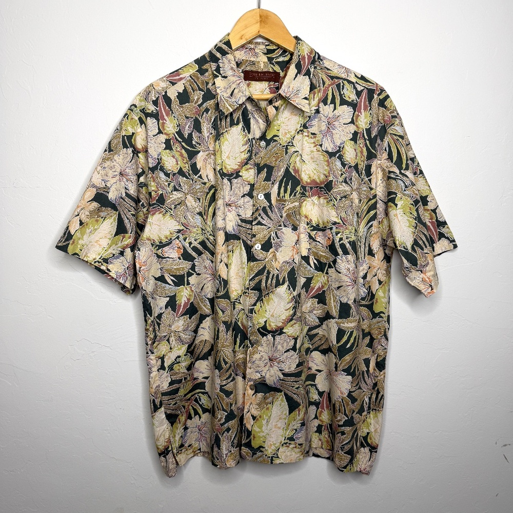 Tori Richard Honolulu Shirt Floral Leaf Pattern Cotton Hawaiian Shirt